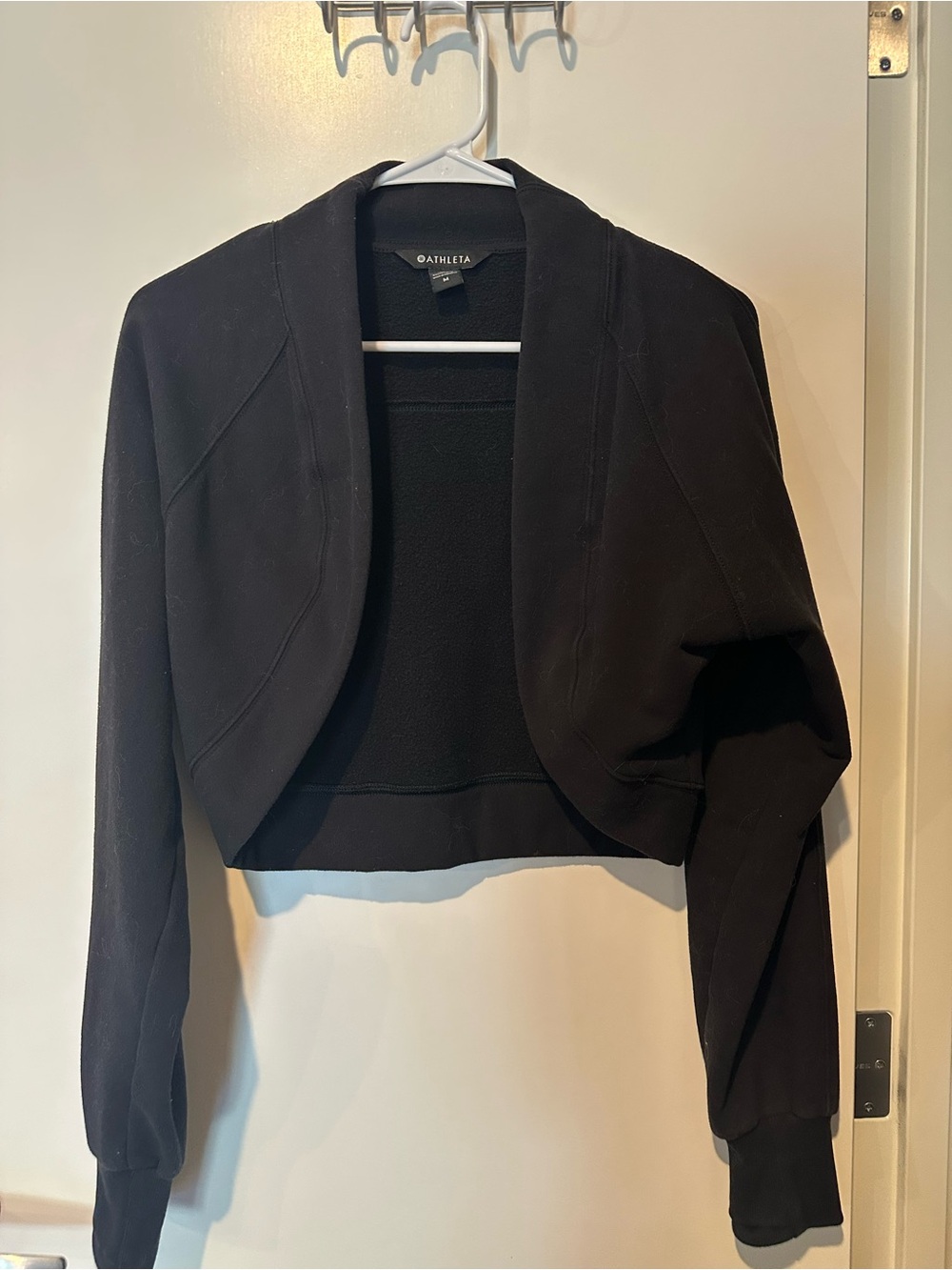 Athleta Black Cropped Open-Front Top